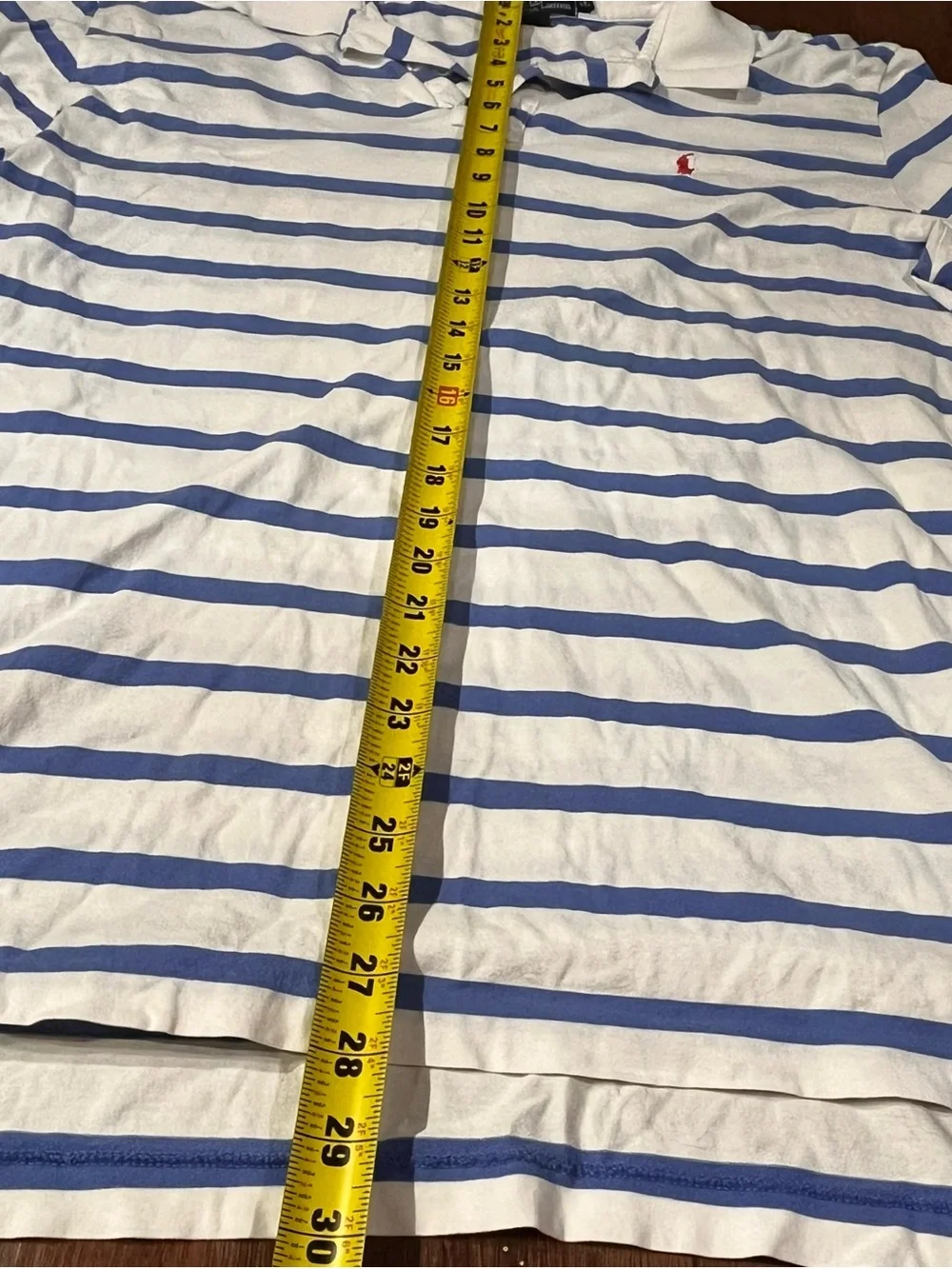 Polo Ralph Lauren Shirt Blue White Striped Short Sleeve 100% Cotton Soft Mens XL